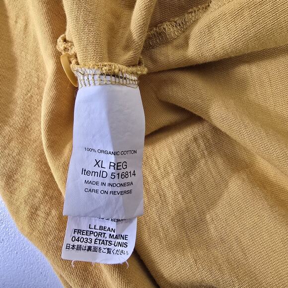 L.L. Bean Shirt Mens XL Reg Mustard Yellow Button Front Organic Cotton Knit - Picture 8 of 9